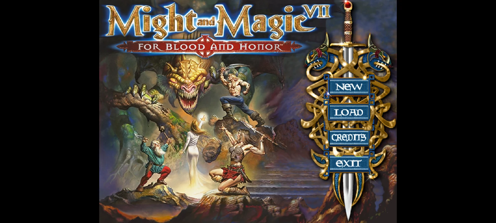 Hlavní menu Might and Magic VII na telefonu s Androidem